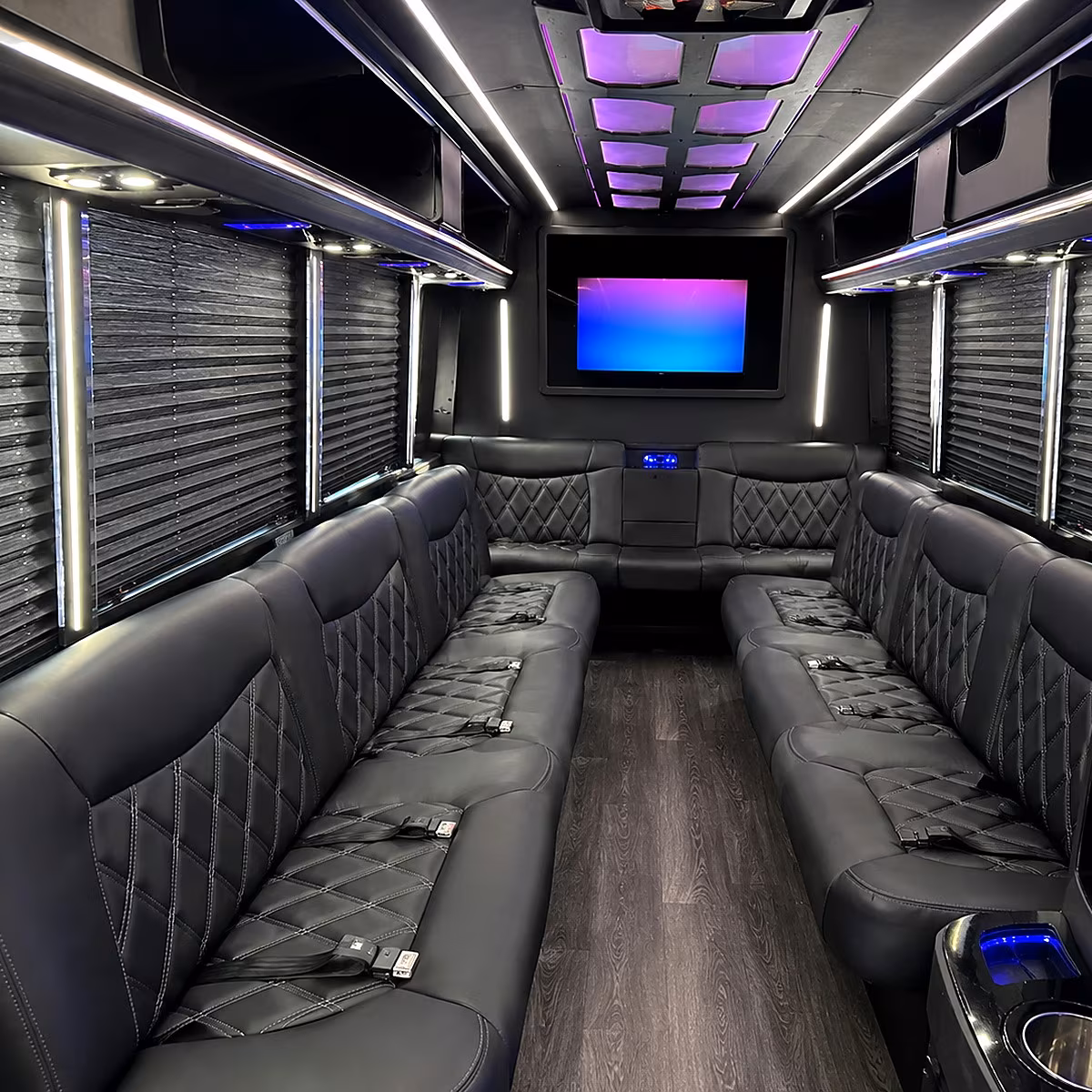 Boston Birthday, Sweet 16, & Quinceañera Transportation party bus interior